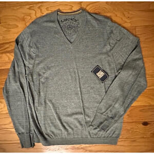 NWT$78 Men's LUCKY BRAND  Gray Heather V-Neck Lightweight Pullover size XL